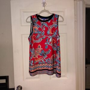 Apt. 9 Red and Blue Paisley Tank Top
